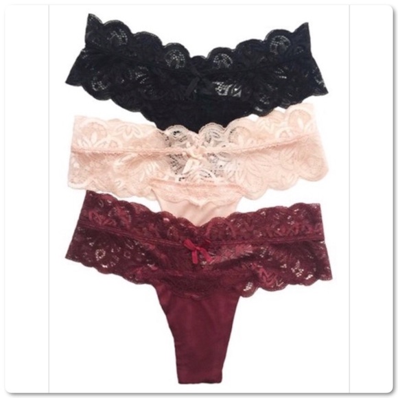 Anemone Other - <LAST> 3 Pack Lace Waist Band Thong Panties